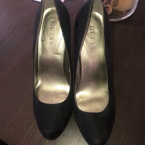 Black suede 4 inch  platform heels